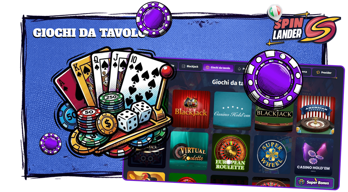 Una vasta collezione di giochi da tavolo attende al casinò Spinlander in Italia